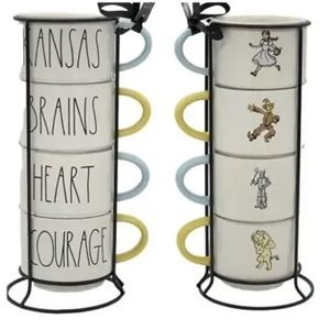 NEW RAE DUNN Stacking Coffee Cup Set 4 Wizard of OZ